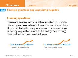 The french republican ideal of equality could only allow for a territorial approach to affirmative since the early 80s, the french policy to combat inequalities in education has mainly consisted of. Point De Depart You Have Learned How To Make Affirmative And Declarative Statements In French Now You Will Learn How To Form Questions And Make Negative Ppt Download