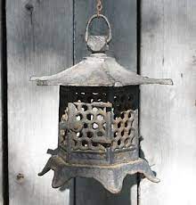 Large Vintage Japanese Cast Iron Garden Lantern Pagoda Garden Lanterns Lanterns Vintage Japanese