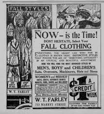 W T Farley Clothing Store - Evening Journal Wilmington Del September 29 1916 Advanced Style Clothing Store Clothes