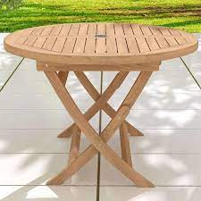 Hayes garden world stocks a huge range of strong & weatherproof wooden garden tables for outdoor living. Round Folding Teak Garden Table 10 Year Guarantee 2 Sizes