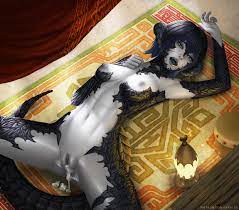 1girls abs after sex after vaginal areolae au ra black hair blue  highlights breasts cum cum in pussy cum inside female female only final  fantasy final fantasy xiv hair