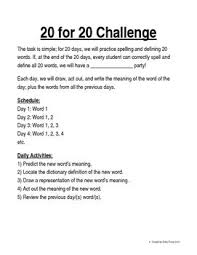 I Developed The 20 For 20 Challenge To Help My Students Who Are Not Big Readers Begin To Develop Their Vocabulary Reading Vocabulary Multiple Meaning Words