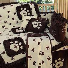 Tiny Paws Brown And Ivory Puppy Dog Prints 9 Piece Crib Set Nursery Room Boy Baby Bed Crib Bedding Boy
