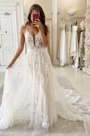 Check out our plunging neckline wedding dress selection for the very best in unique or custom, handmade pieces from our bridal gowns & separates shops. Plunging Neckline Wedding Dresses Plunge V Neck Bridal Gowns Vq