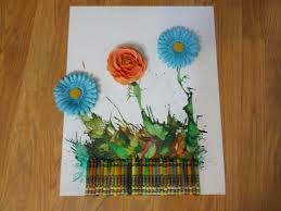 Crayon Melting Flowers 1 Glue Crayons To Canvas Using Tacky Glue Let Dry For 30 Minutes 2 Blow Dry Crayons In D Crafts Melting Crayons Fabric Flowers