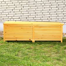 Mendler gartentruhe, poly, 118x56x54cm ~ braun. Auflagenbox Holz Gartentruhe Kissenbox Holztruhe Holzbank Truhenbank Bank Box Ebay