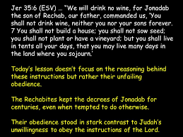 Jeremiah 35: The Example Of The Rechabites | Sign Of The Rose