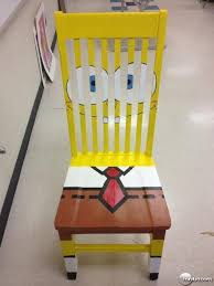 If Only Sponge Bob Was Around When I Did Our Paint A Chair Art Fund Raiser Super Cool Chair Funky Painted Furniture Painted Chair Painted Chairs