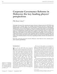 Some views that the reason corporate failure in malaysia is because of the asian economic crisis in 1997. Pdf Corporate Governance Reforms In Malaysia The Key Leading Players Perspectives Pik Liew Academia Edu