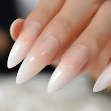 Amanda Extra Long Glossy Nails Fake Nail Store Ballerina Nails Fake Nails Long French Nails