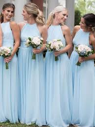 Light Blue A Line Cheap Chiffon Bridesmaid Dresses Pd0856 Light Blue Bridesmaid Summer Bridesmaid Dresses Halter Bridesmaid Dress Long
