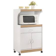 hodedah microwave kitchen cart in white