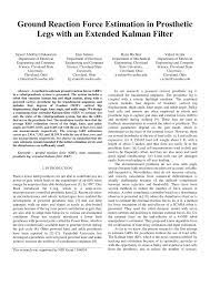 Pdf Ground Reaction Force Estimation In Prosthetic Legs With An Extended Kalman Filter