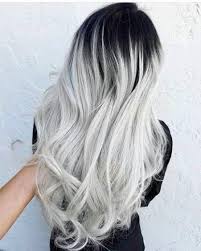 Hairstyle Black And White In 2020 Grey Ombre Hair Hair Color Balayage White Ombre Hair