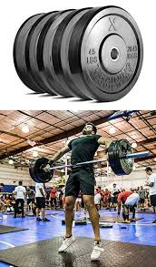 X Training Equipment Premium Black Bumper Plate Solid Rubber With Steel Insert Great For Crossfit Workouts Crossfit Workouts Training Equipment Workout