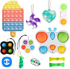 Hot fidget simple dimple toy montessori exercise board stress relief hand fidget toys early educational autism special need. Buy 12 Pack Sensory Fidget Toy Packs With Simple Dimple Fidget Toy Set Pop Bubble Flippy Chain Easy To Use Easy To Carry Stress And Anxiety Relief Handheld Toys For Kids And
