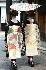 Two Maiko W Long Obi Kyoto Donne Giapponesi Geisha Giapponese Geisha