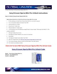 Why unlock your sony phone with codes2unlock.com. Calameo Learn Sony Ericsson Xperia Mini Unlocking Instructions