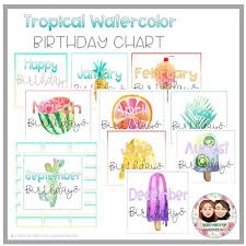 Birthday Chart For Classroom Decoration Tropical Theme Birthday Chart Birthday Charts Birthday Chart Classroom Birthday Wall