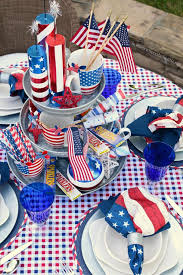 Celebrate The Red White And Boom Patriotic Table With Pfaltzgraff Filligree Dinnerware 4th Of July Celebration Patriotic Celebration July 4th Holiday