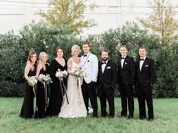 Black And White Wedding Party Timeless Elegance Texas Wedding In Shades Of Black White And Blush Wedding Wedding Colors Pastel Bridesmaid Dresses