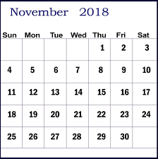 Blank November 2018 Portrait Calendar Calendar Printable Calendar Note Writing