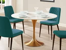 Das moderne design passt sich jedem stil an und trägt zu einer entspannten atmosphäre bei. Esstisch Rund Marmor Metall Norah Weiss Gold Kaufen
