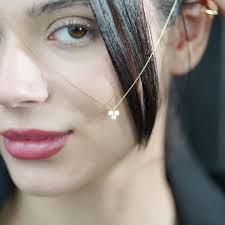 14k Solid Gold Three Pearl Necklace, Minimalist Design, Pearl Necklace,  Pearl Pendant, Tiny Pearl Necklace, Halloween Necklace