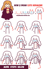 How To Draw Cute Hermione From Harry Potter Chibi Kawaii Easy Steps Drawing Tutorial How To Draw Step By Step Drawing Tutorials Harry Potter Drawings Easy Harry Potter Drawings