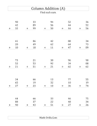 The Adding Three Two Digit Numbers A Math Worksheet From The Addition Worksheets Page At M Addition Worksheets Math Worksheets Number Worksheets Kindergarten