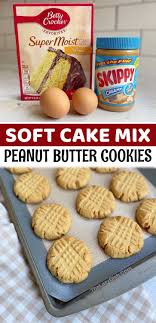 Soft Chewy Peanut Butter Cookies Made With Cake Mix Recipe In 2020 Cake Mix Peanut Butter Cookie Recipe White Cake Mix Cookies