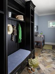 Why shouldn't you love your laundry room? Black Mudroom Lockers Overhead Shelves Cottage Laundry Room