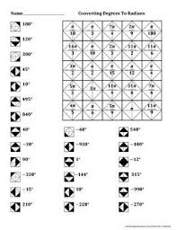 Converting Degrees To Radians Color Worksheet Trigonometry Worksheets Color Worksheets Algebra Worksheets