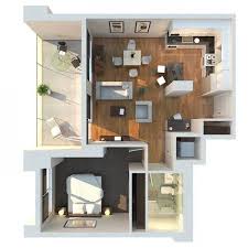 50 Plans En 3d D Appartement Avec 1 Chambres Plan Maison Maison Sims Plan Appartement
