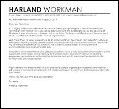 Instrumentation Technician Cover Letter Sample Cover Letter Templates Examples
