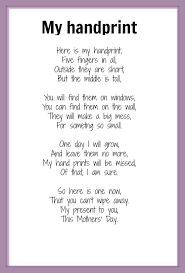 Handprint Poem Mothers Day Poem My Handprint Kidspot Things To Do Seasonal For Grandparents Mothers Day Poems Mother S Day Projects Fathers Day Crafts
