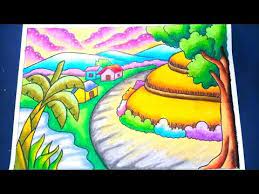  Menggambar Dan Mewarnai Pemandangan Alam Sawah 2 Dengan Gradasi Crayon Drawing Scenery Youtube Pemandangan Easy Drawing Tutorial Gambar