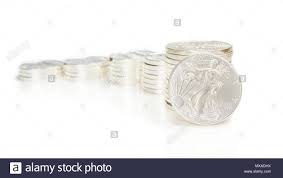 columns made of silver coins as growing chart pattern with