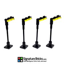 Lego 4 X Black Street Light Lamps Post Yellow Light Post City Lego Lamp Lego Post Lights
