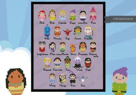Let's be frozen is designed to be stitched on 14ct white aida fabric and uses 3 different colors of floss. Disney Alphabet Sampler Digital Cross Stitch Pattern