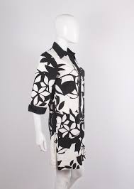 Catherine catherine malandrino sleeve length: Catherine Malandrino Floral Black White Cotton Sun Dress Size 4 Momentum Vintage