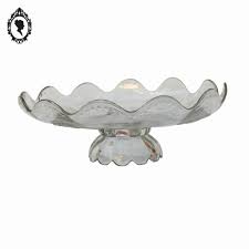 Coupe A Fruit Sur Pied Ronde En Verre Blanc Epais Motifs Relief Rose Vintage Rose Vintage Fruit Rose