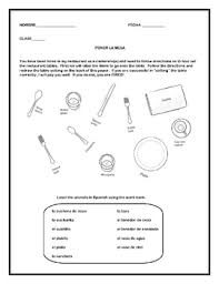 Spanish Table Setting Worksheets Spanish Table Setting Word Bank Basic Table Setting