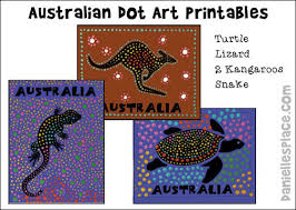 Australian Dot Art Printables For Australia Day Or Australian Homeschool Unit Study Aboriginal Art For Kids Dots Art Aboriginal Dot Painting