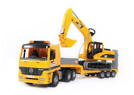 Bruder Mercedes Benz Actors Low Loader Truck With Cat Excavator Combo Cat Excavator Trucks Diecast Cars
