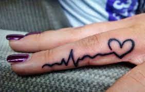 Heart With Ekg Heartbeat Finger Tattoo I Want My Sisters Heart Beat With The Letter Of Her First Name In Cursive Attach Heart Tattoo Finger Tattoos Ekg Tattoo