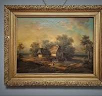 Antique French Oil Painting Rural Landscape With Watermill, Romantic  Countryside Scene, Signed Farmhouse Wall Decor Framed European Fine Art
