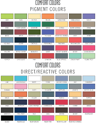Comfort Colors Color Chart College Comfort Colors