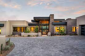 Glass Front Entrance Floor Plan With High Ceilings In One Story Contemporary House Exterior Beautiful House Plans Modern Exterior House Designs