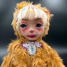 Handmade Pastel Art Doll: OOAK Bear Suit Plush Collectible